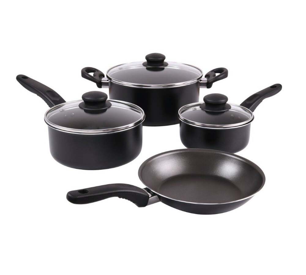 Mainstays 7-Piece Nonstick Cookware Set Pots Pans Skillet Dutch Oven Black